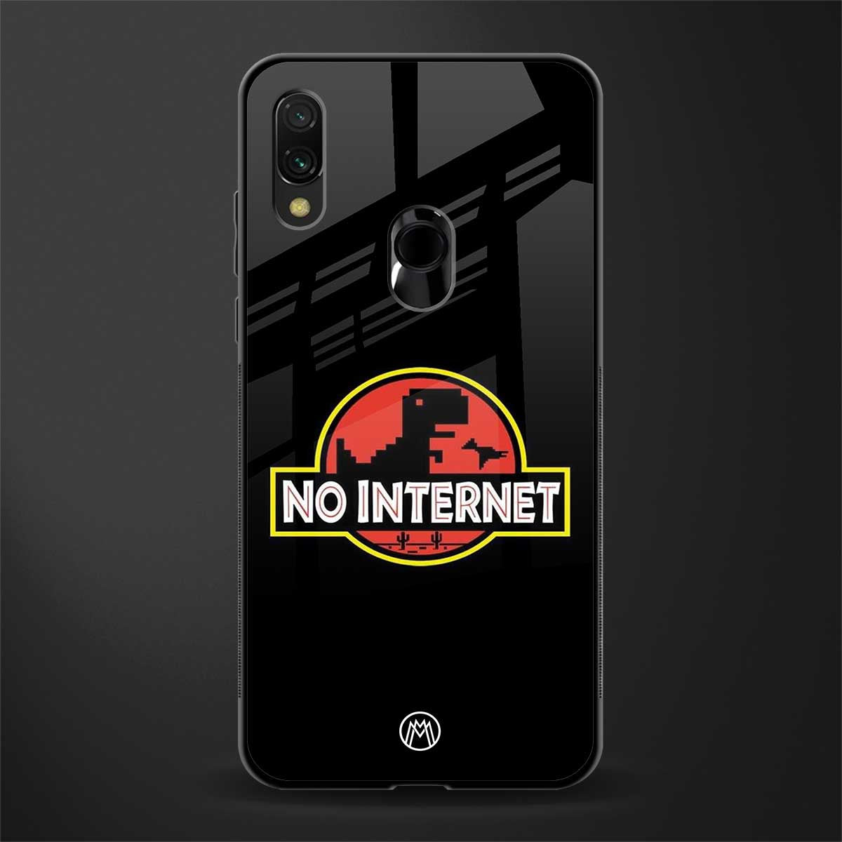 jurassic park no internet glass case for redmi note 7 pro image