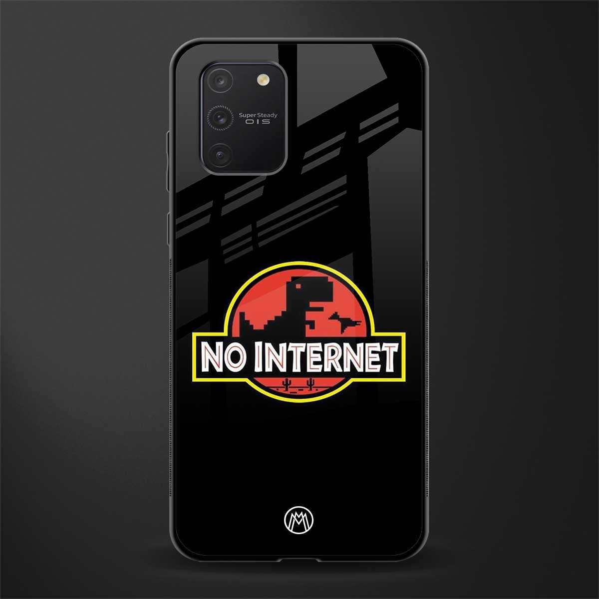 jurassic park no internet glass case for samsung galaxy a91 image