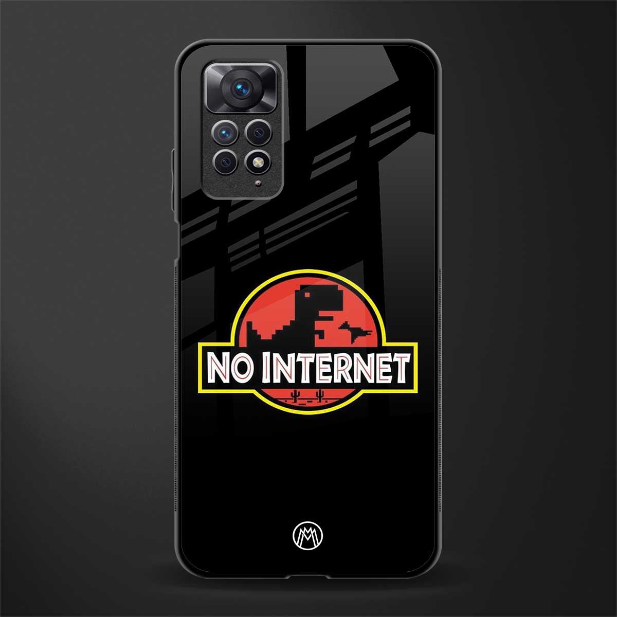 jurassic park no internet glass case for redmi note 11 pro image