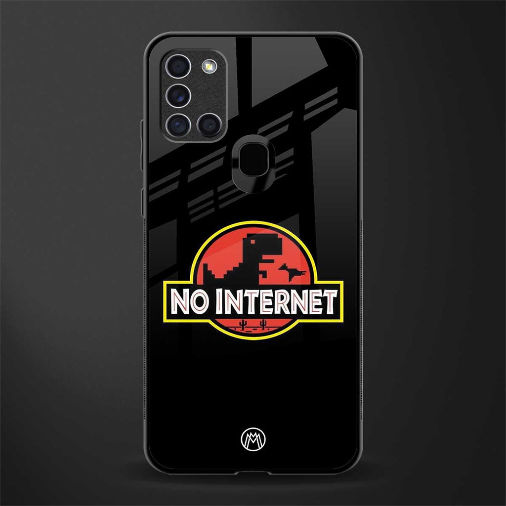 jurassic park no internet glass case for samsung galaxy a21s image
