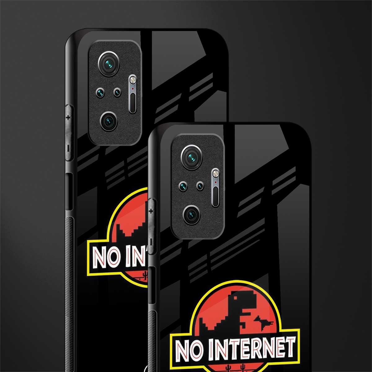 jurassic park no internet glass case for redmi note 10 pro max image-2