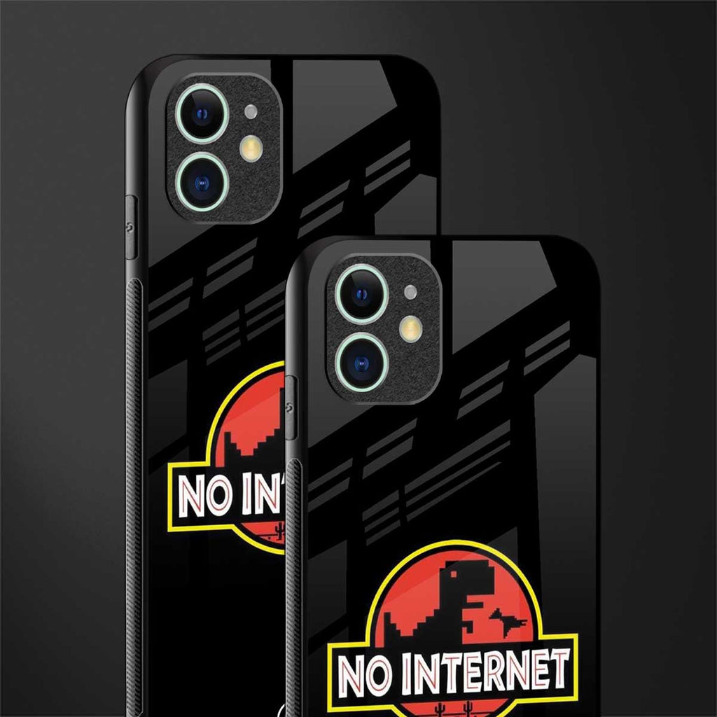 jurassic park no internet glass case for iphone 11 image-2