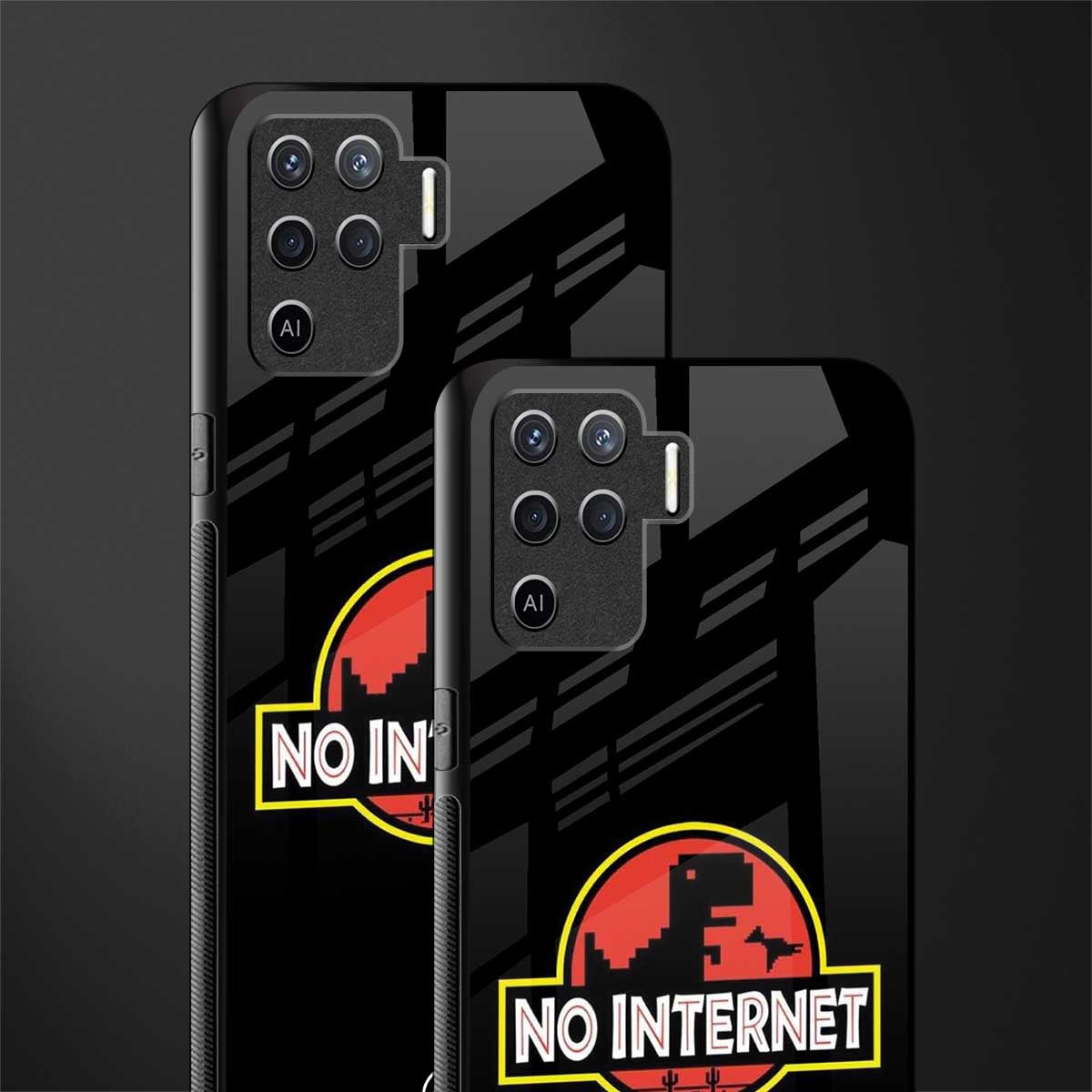 jurassic park no internet glass case for oppo f19 pro image-2