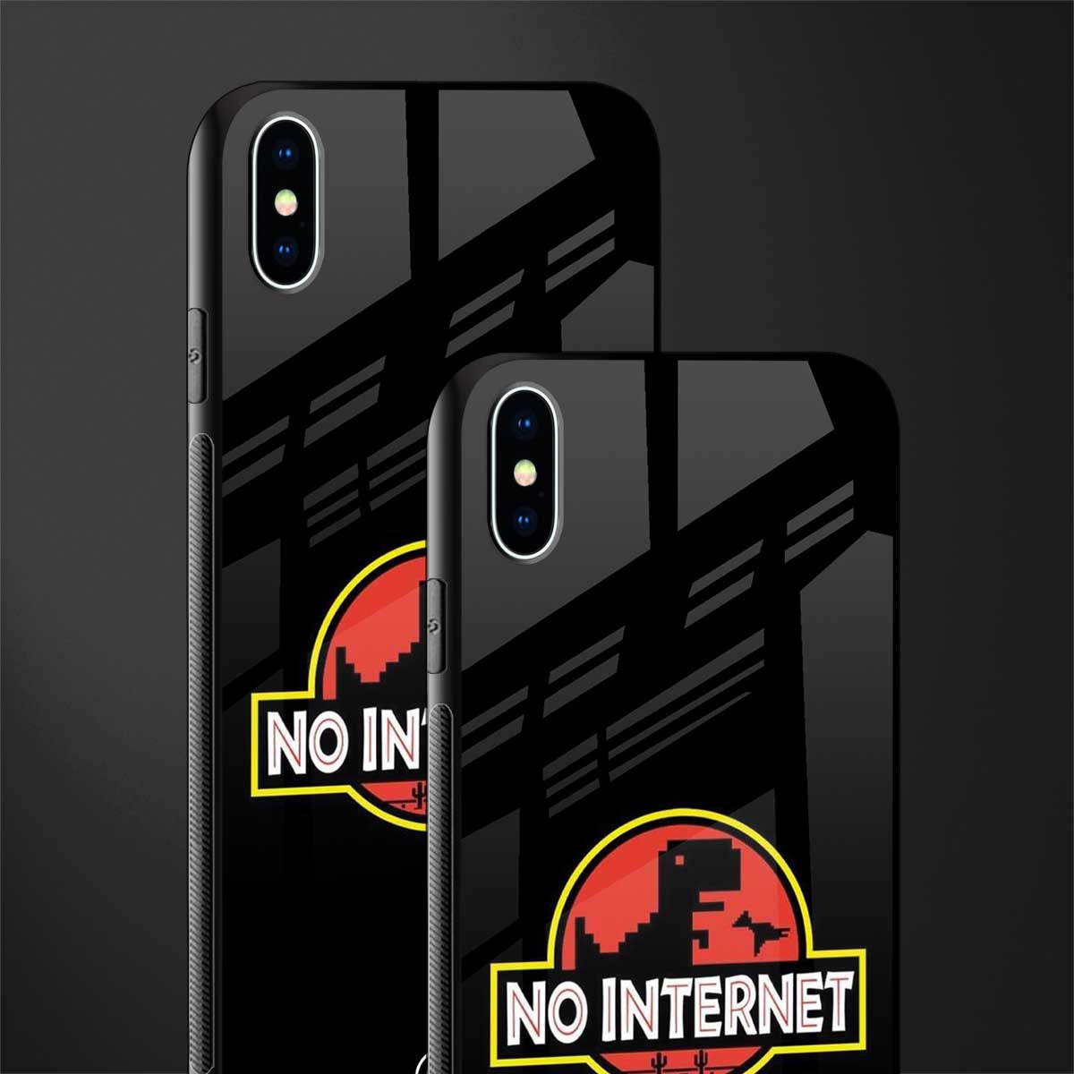 jurassic park no internet glass case for iphone xs max image-2
