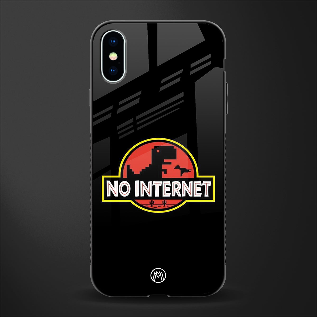 jurassic park no internet glass case for iphone xs image