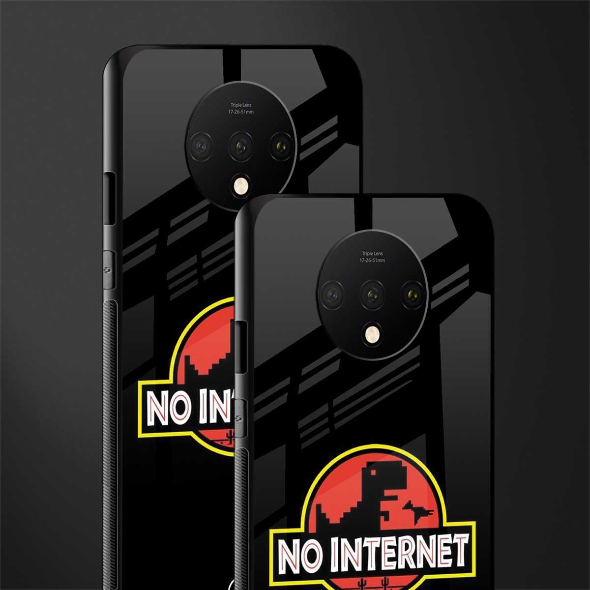jurassic park no internet glass case for oneplus 7t image-2