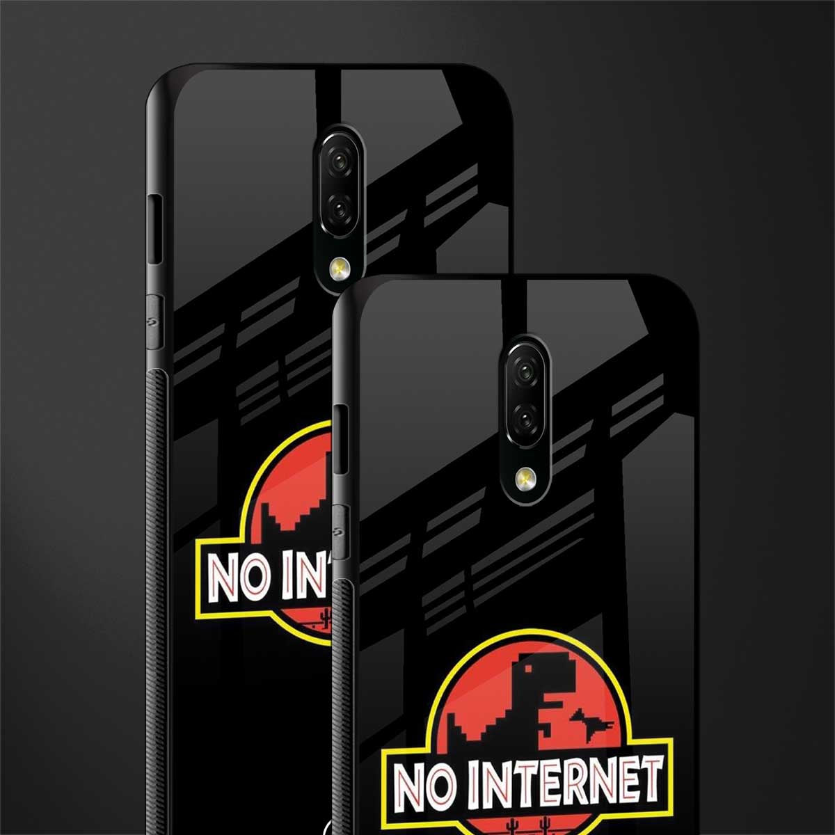jurassic park no internet glass case for oneplus 7 image-2