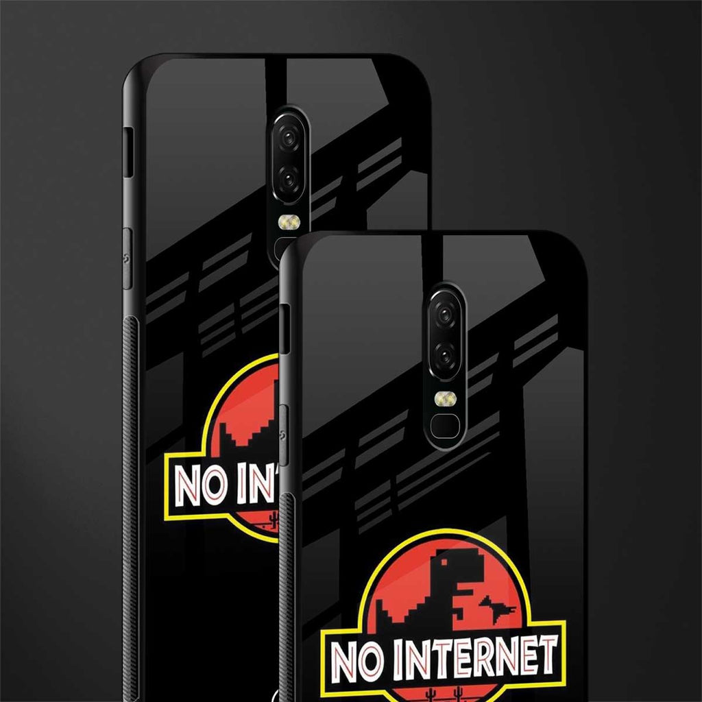 jurassic park no internet glass case for oneplus 6 image-2