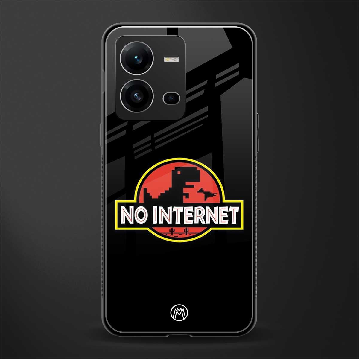 jurassic park no internet back phone cover | glass case for vivo v25-5g