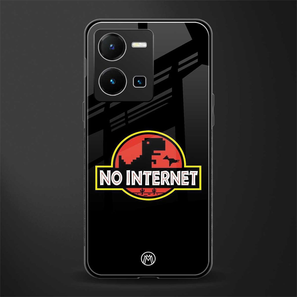 jurassic park no internet back phone cover | glass case for vivo y35 4g