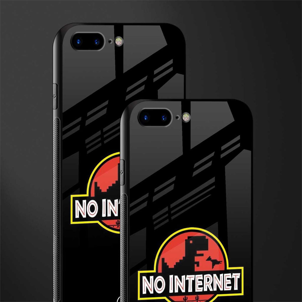 jurassic park no internet glass case for iphone 8 plus image-2