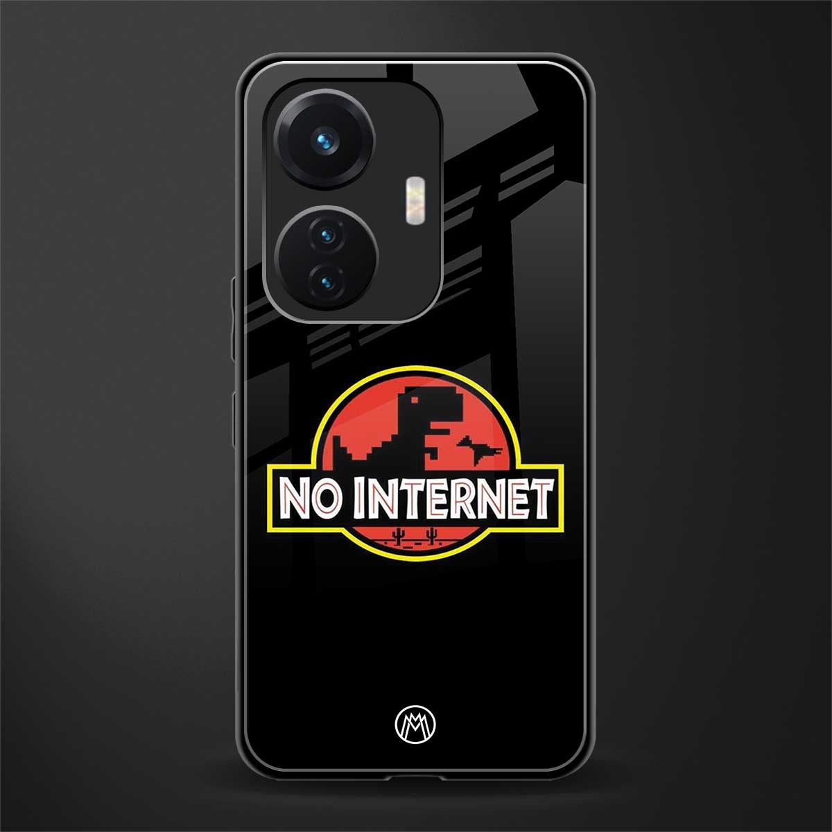 jurassic park no internet back phone cover | glass case for vivo t1 44w 4g