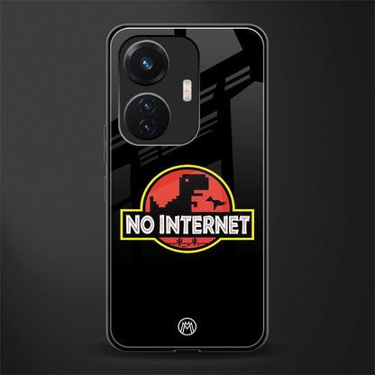 jurassic park no internet back phone cover | glass case for vivo t1 44w 4g