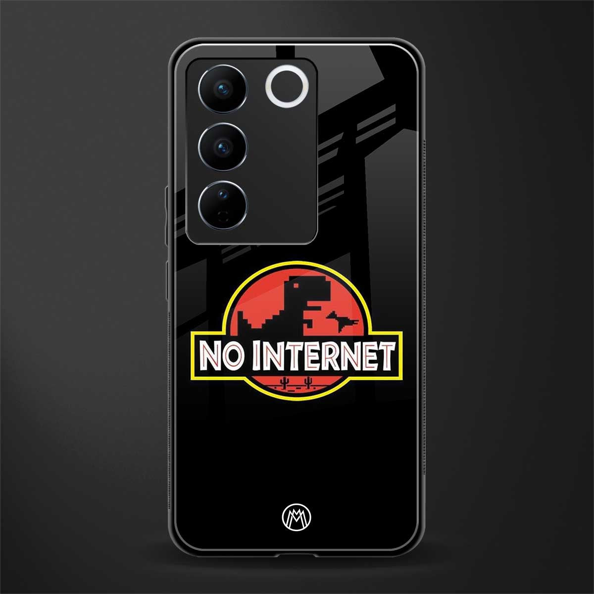 jurassic park no internet back phone cover | glass case for vivo v27 pro 5g