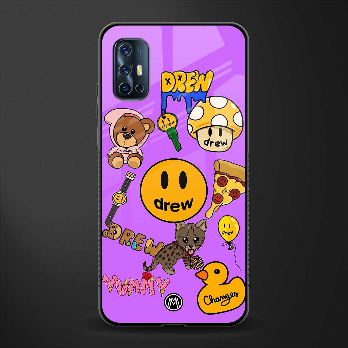 justin bieber glass case for vivo v17 image