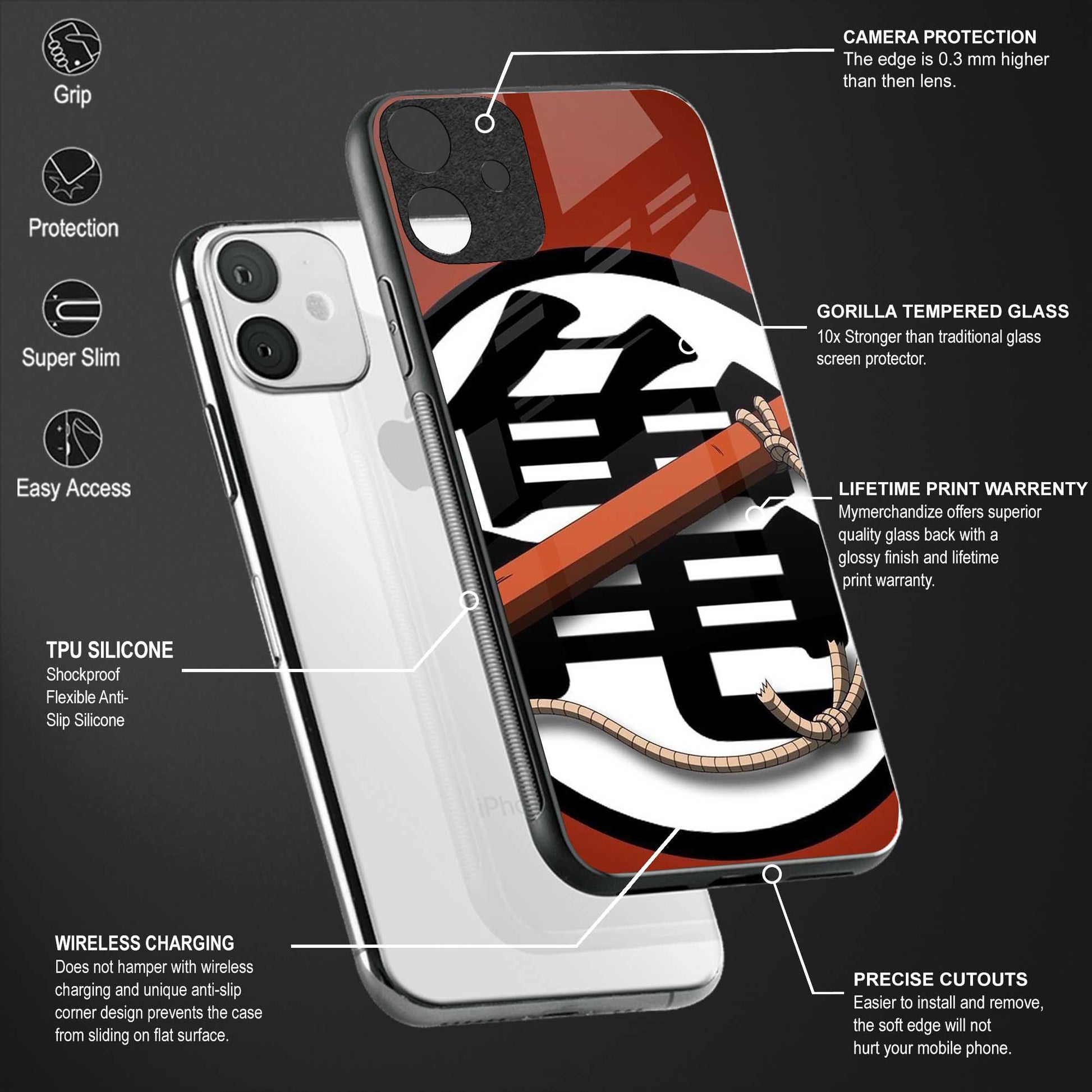 kakarot back phone cover | glass case for vivo y22