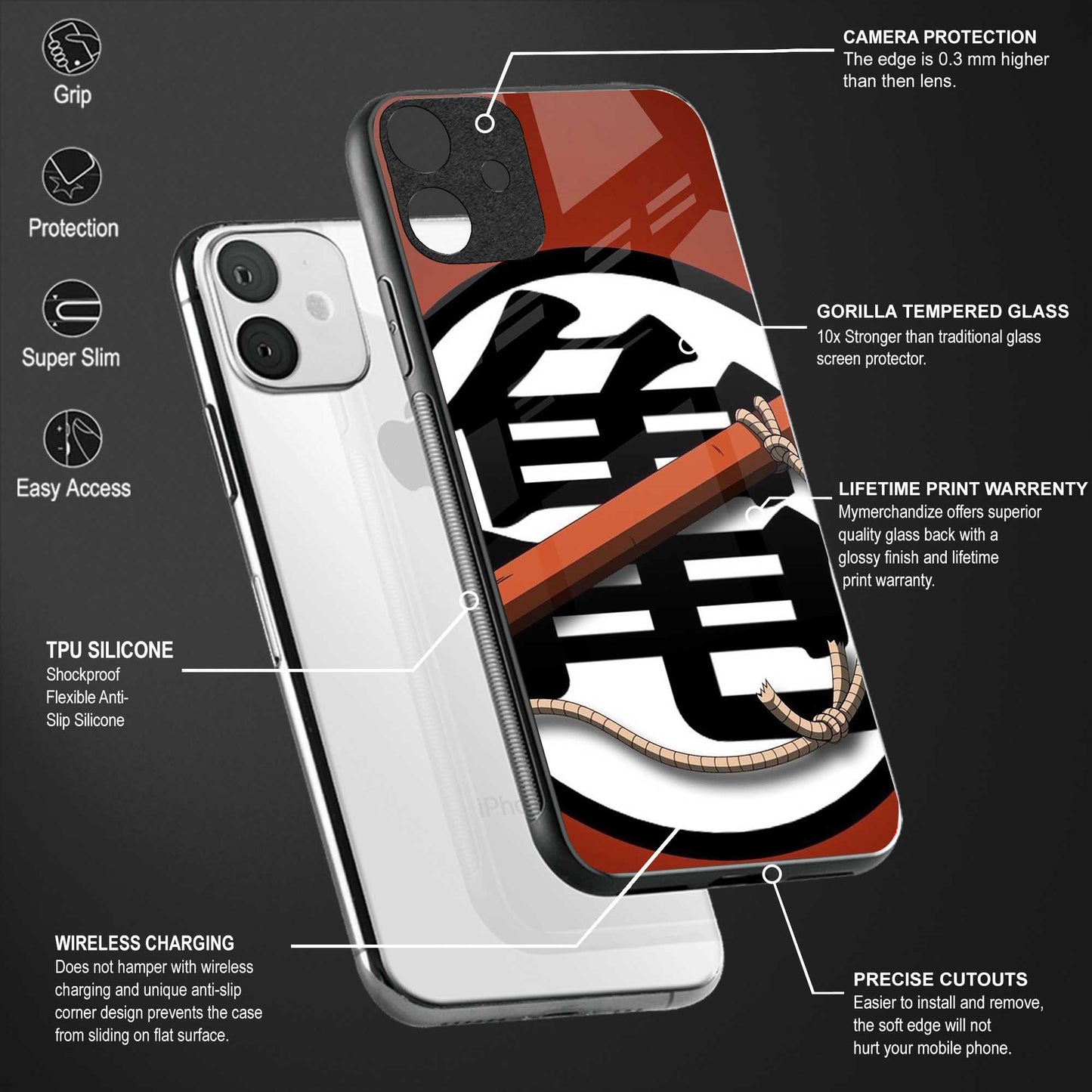 kakarot back phone cover | glass case for vivo v25-5g