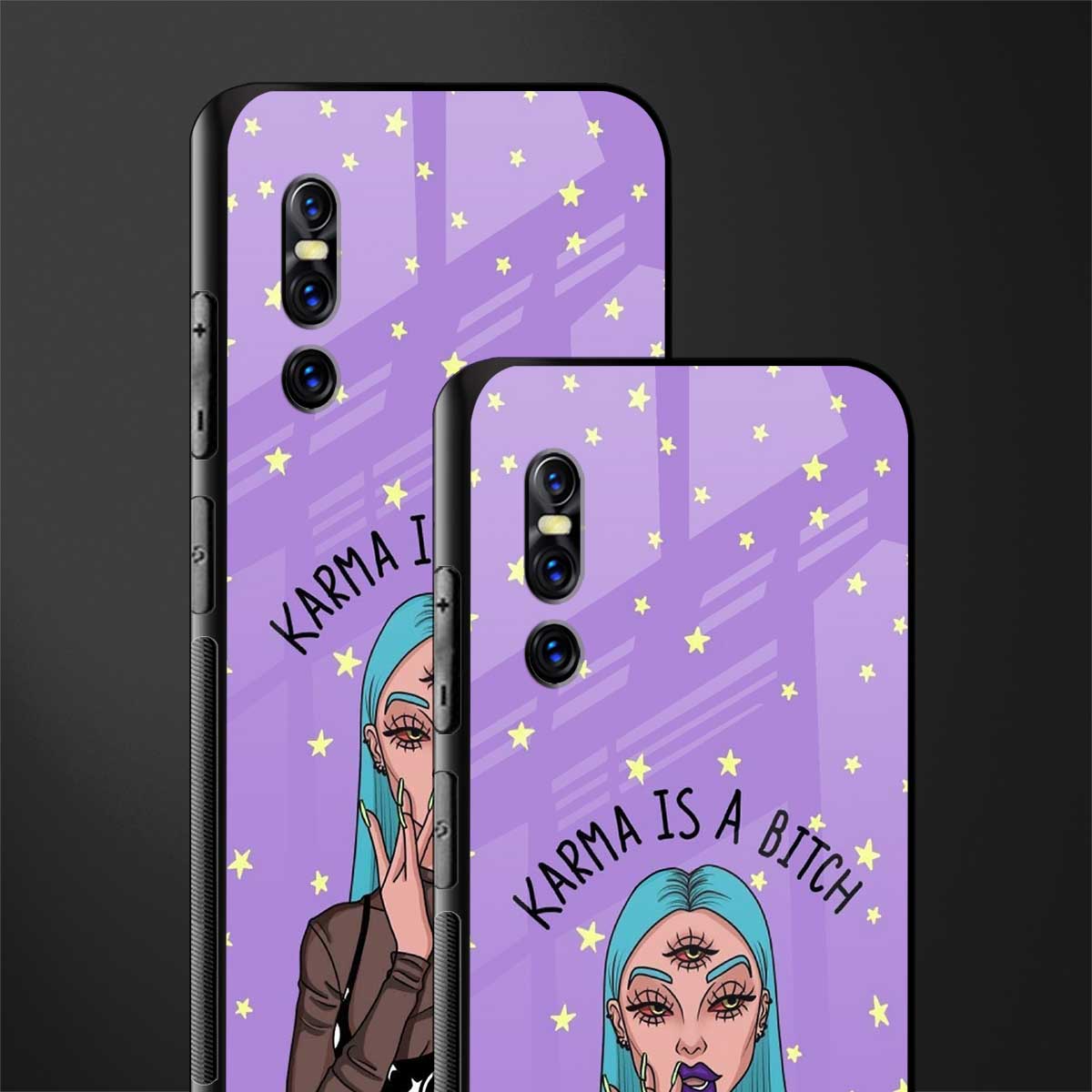 karma is a bitch glass case for vivo v15 pro image-2