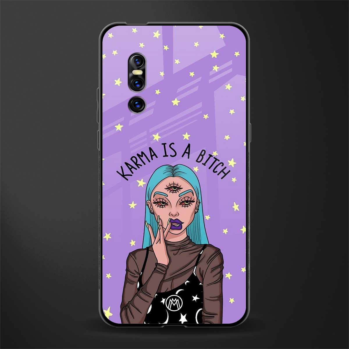 karma is a bitch glass case for vivo v15 pro image