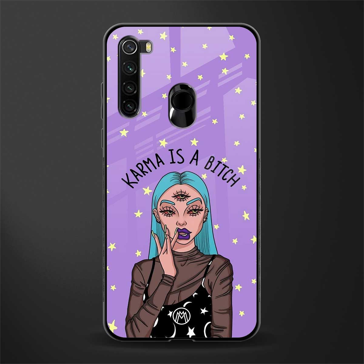 karma is a bitch glass case for redmi note 8 image