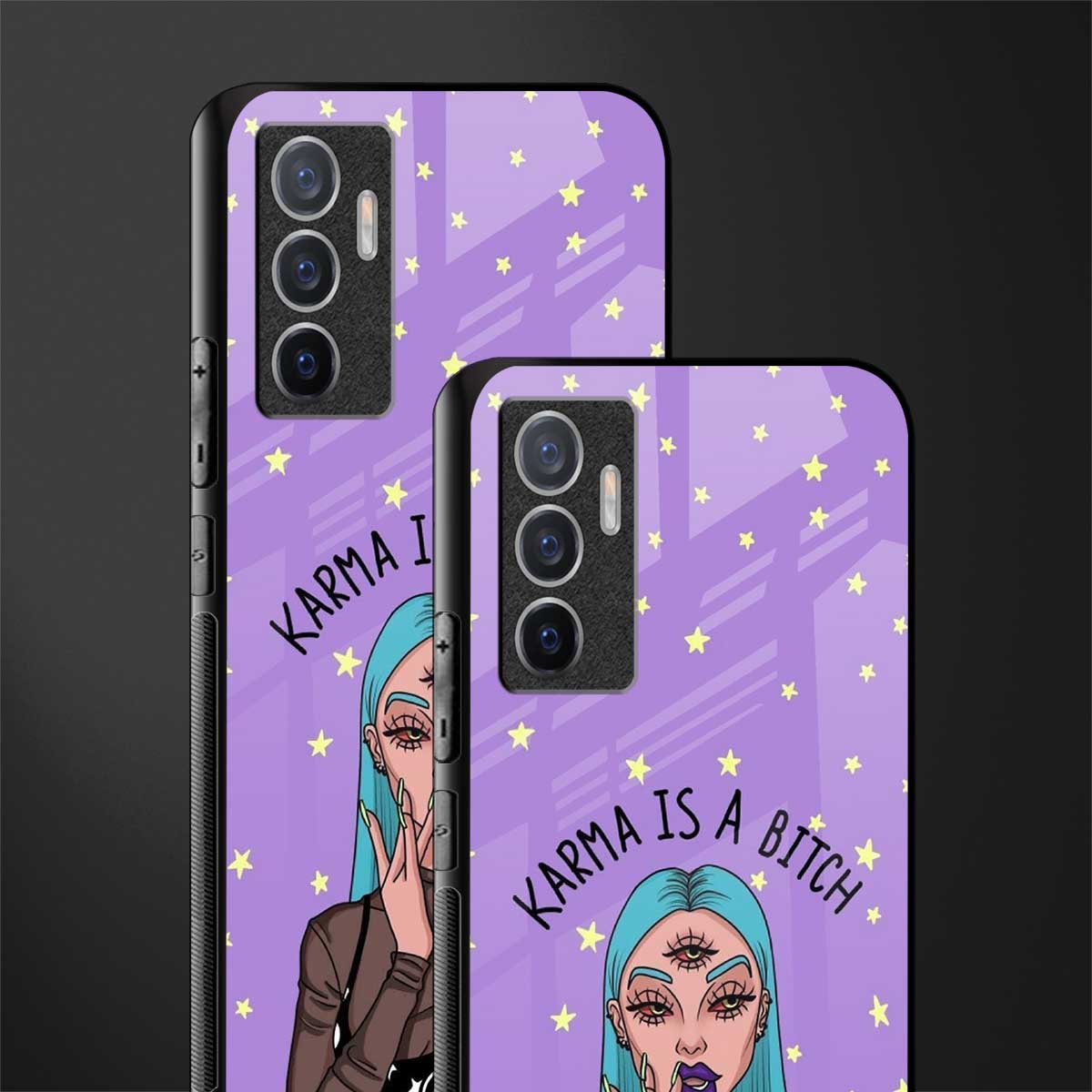 karma is a bitch glass case for vivo v23e image-2