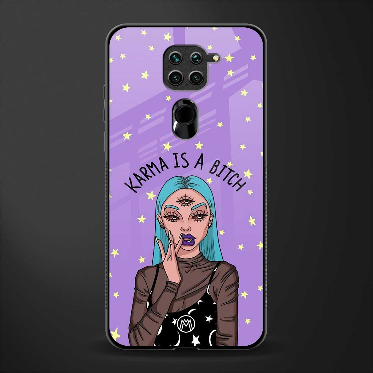 karma is a bitch glass case for redmi note 9 image