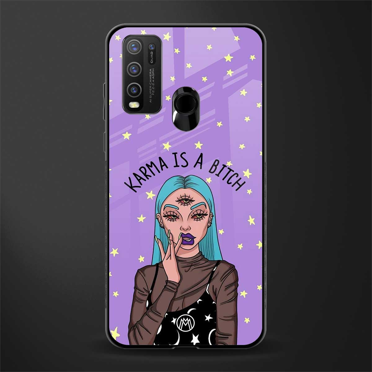 karma is a bitch glass case for vivo y50 image