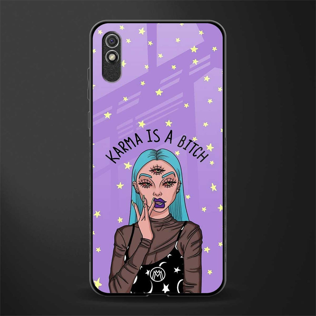 karma is a bitch glass case for redmi 9a image