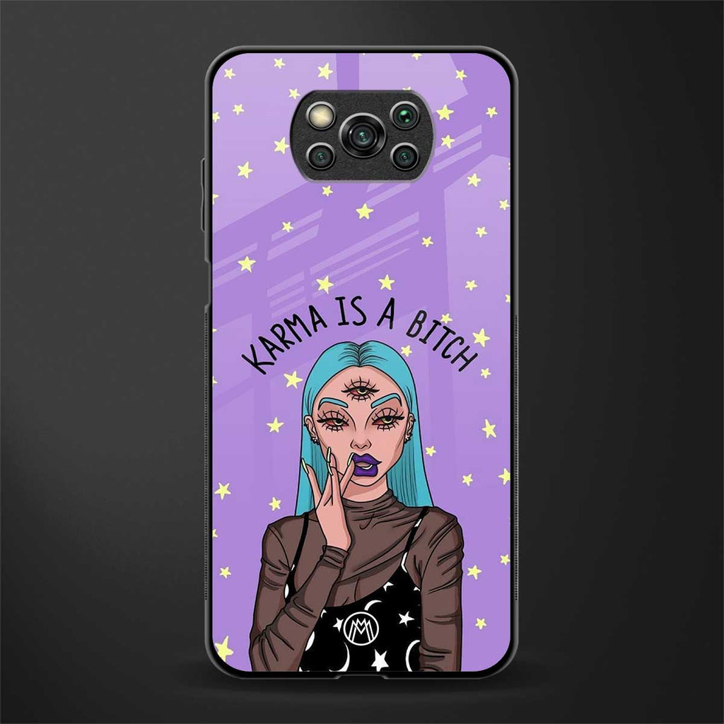 karma is a bitch glass case for poco x3 image