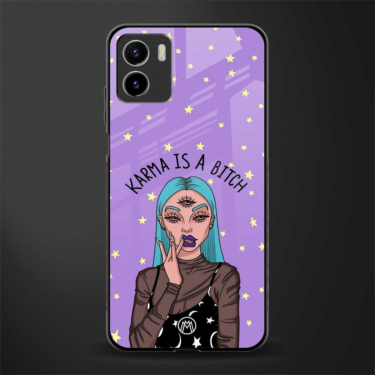karma is a bitch glass case for vivo y15s image
