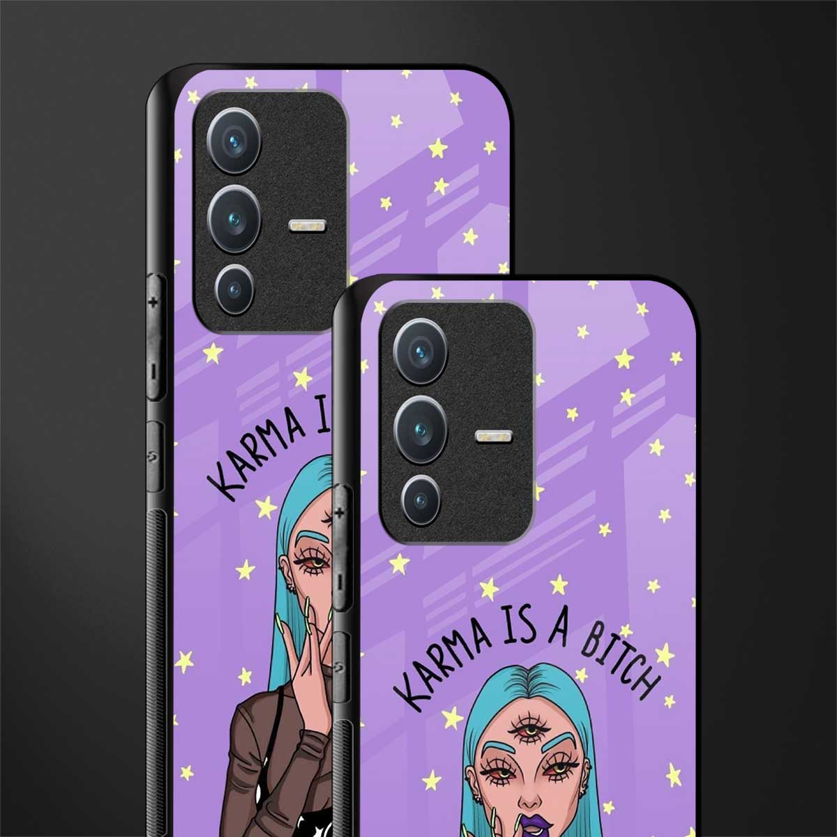 karma is a bitch glass case for vivo v23 5g image-2