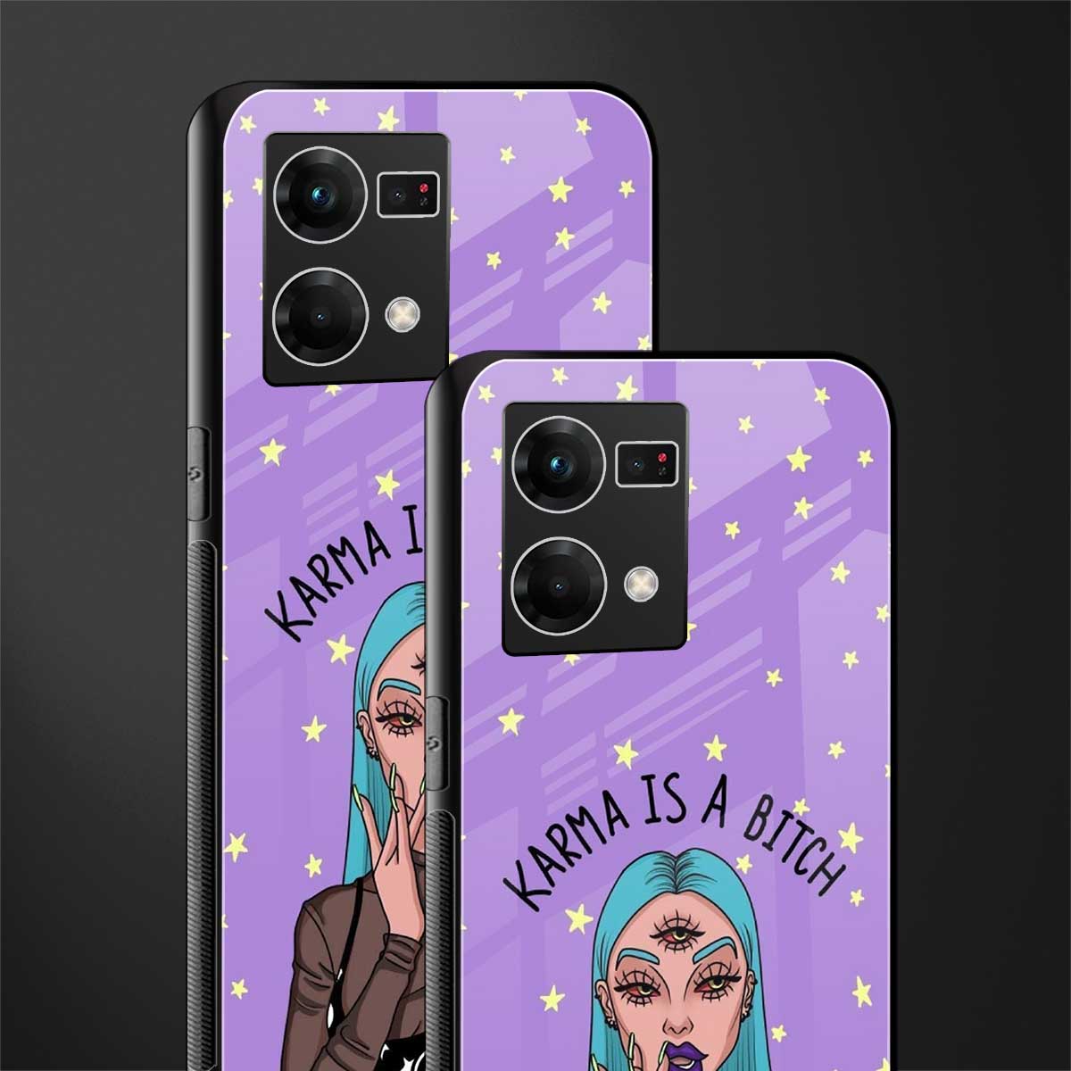 karma is a bitch back phone cover | glass case for oppo f21 pro 4g