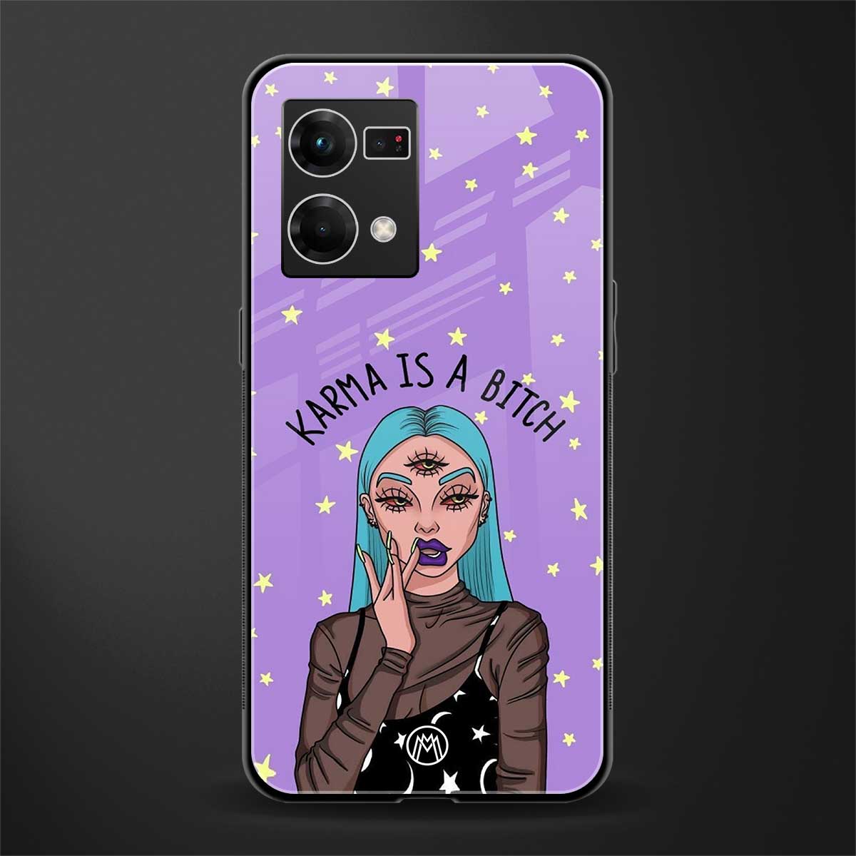 karma is a bitch back phone cover | glass case for oppo f21 pro 4g