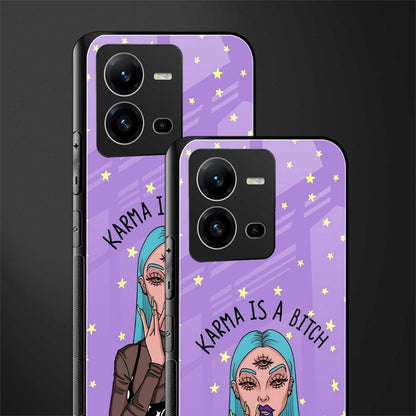 karma is a bitch back phone cover | glass case for vivo v25-5g