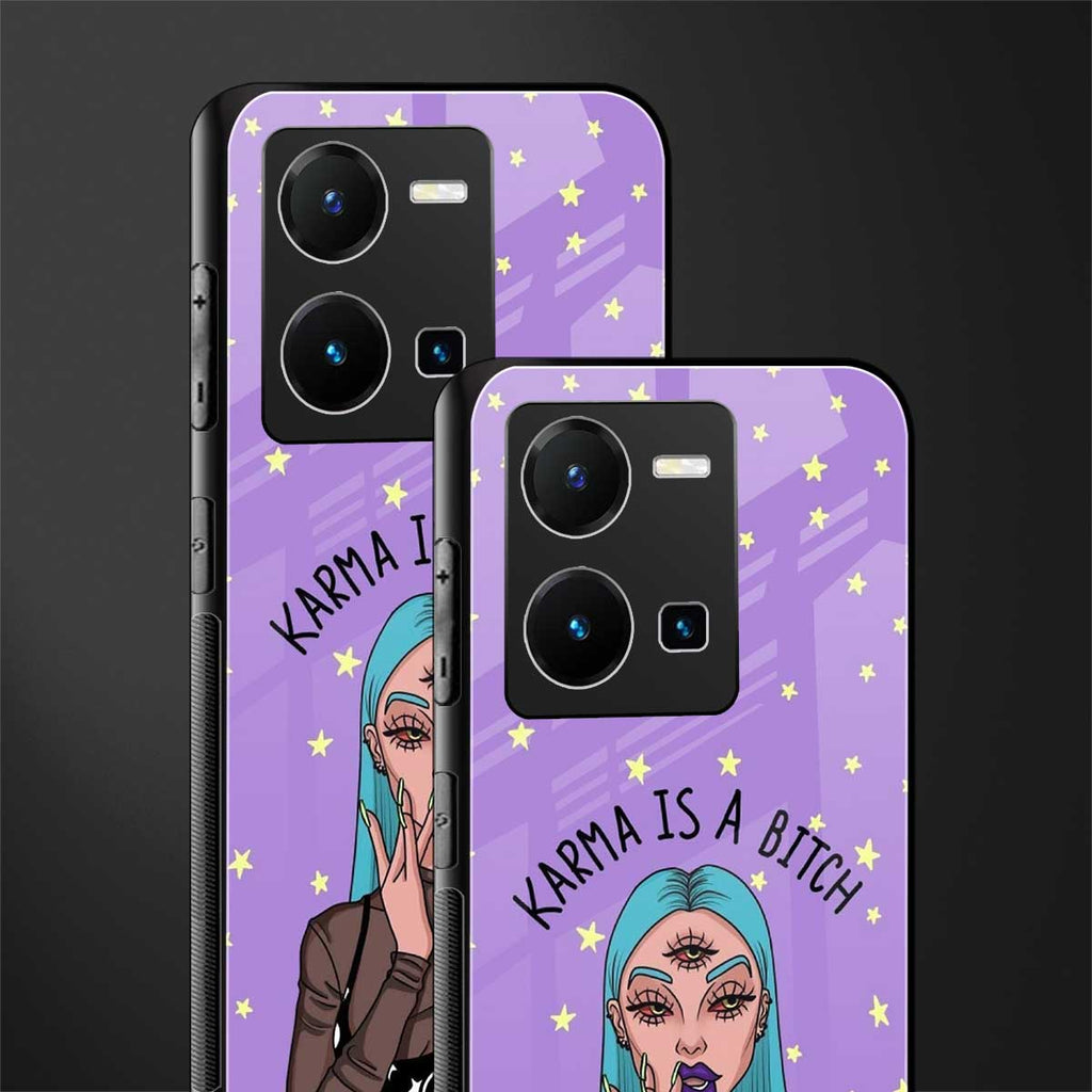 karma is a bitch back phone cover | glass case for vivo y35 4g