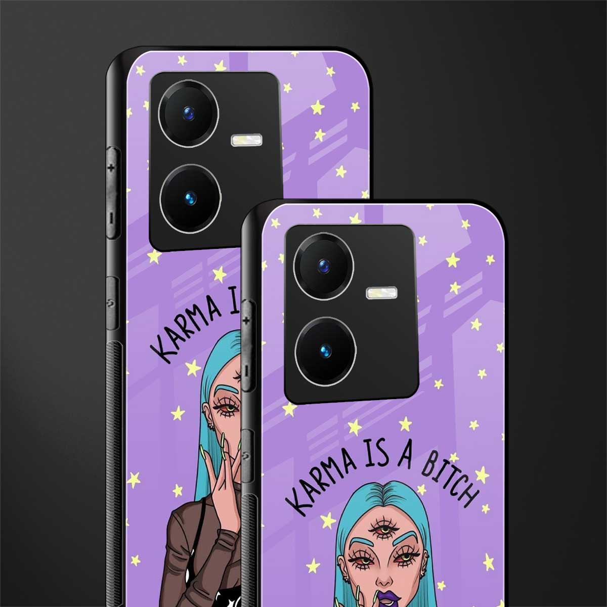 karma is a bitch back phone cover | glass case for vivo y22