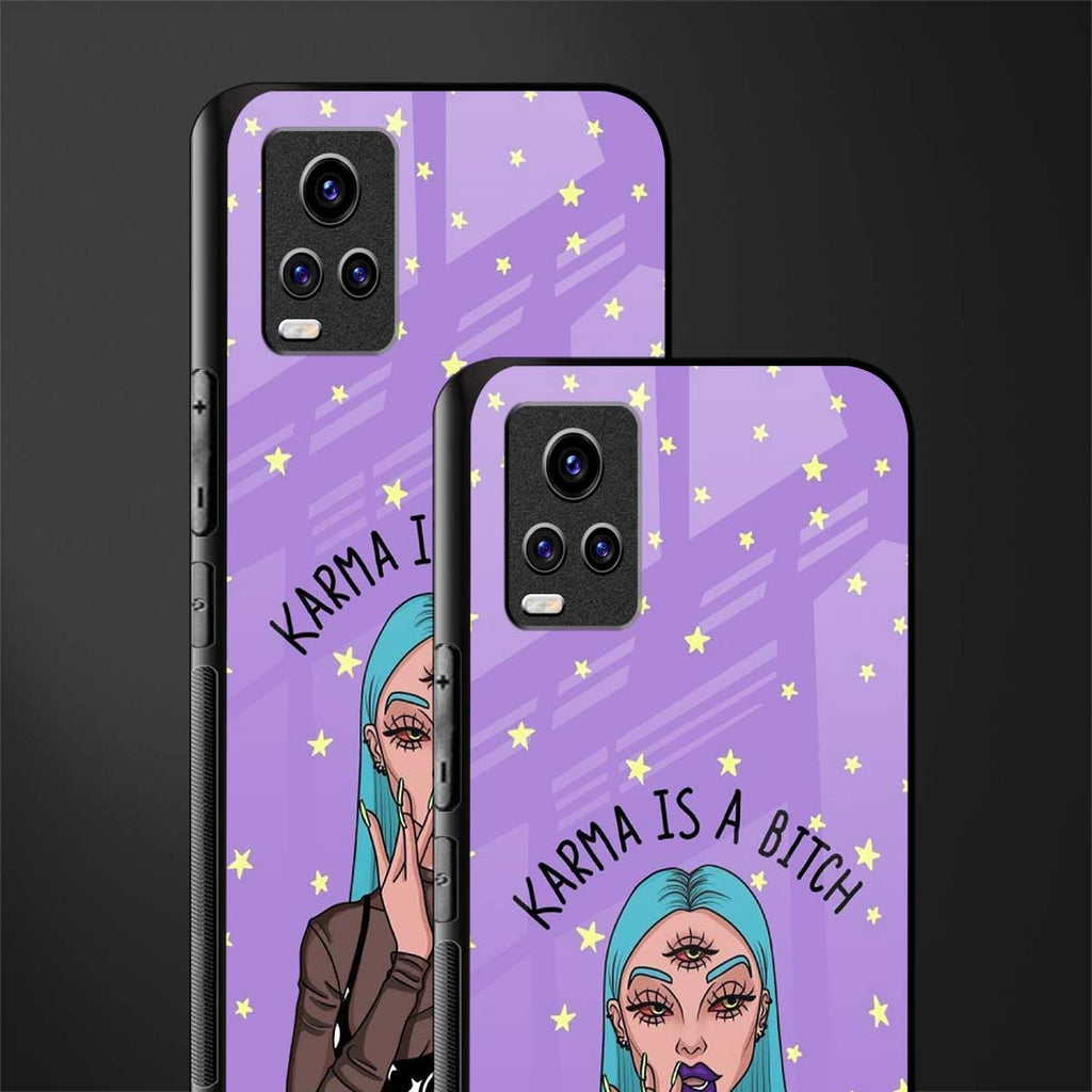 karma is a bitch back phone cover | glass case for vivo v21e 4g