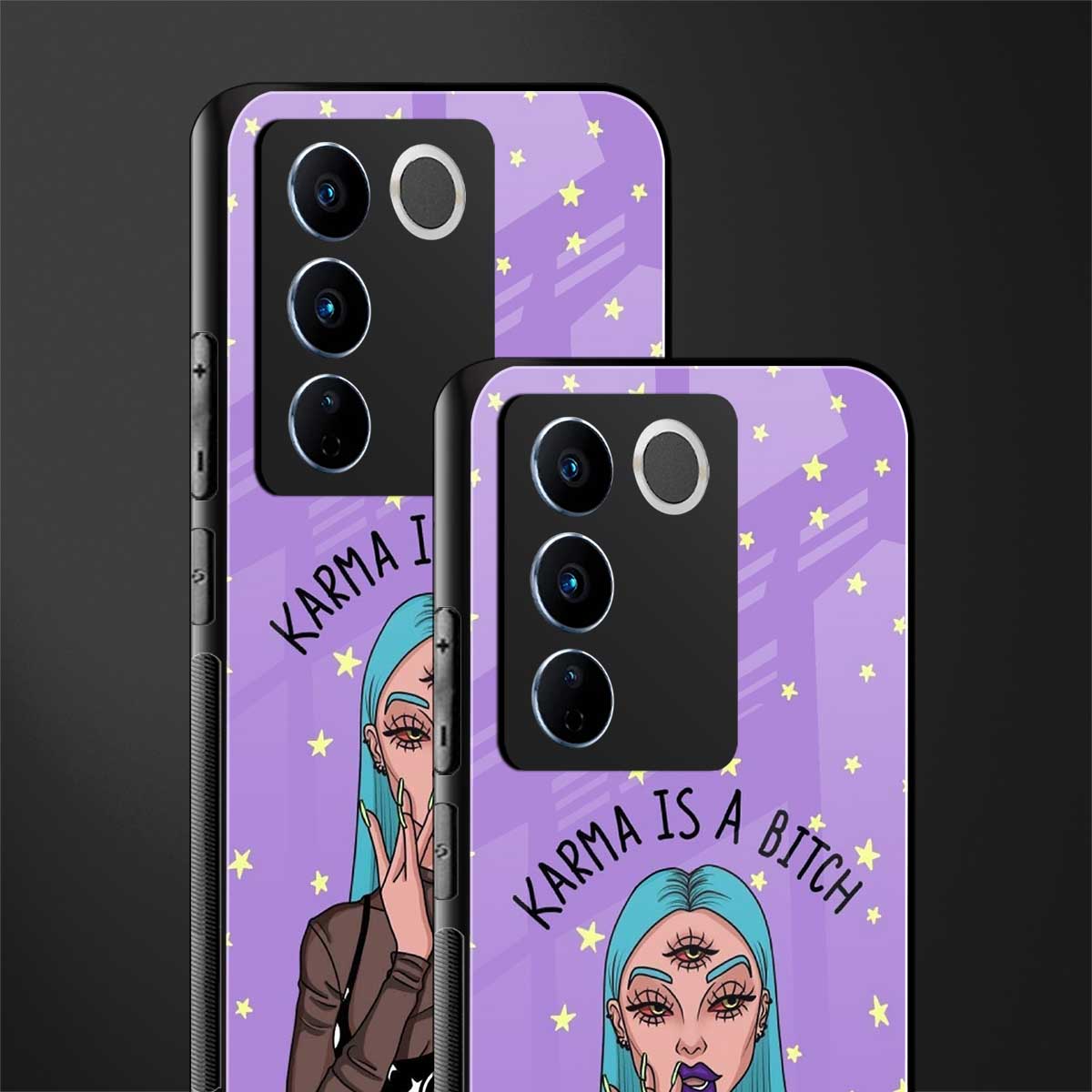karma is a bitch back phone cover | glass case for vivo v27 pro 5g