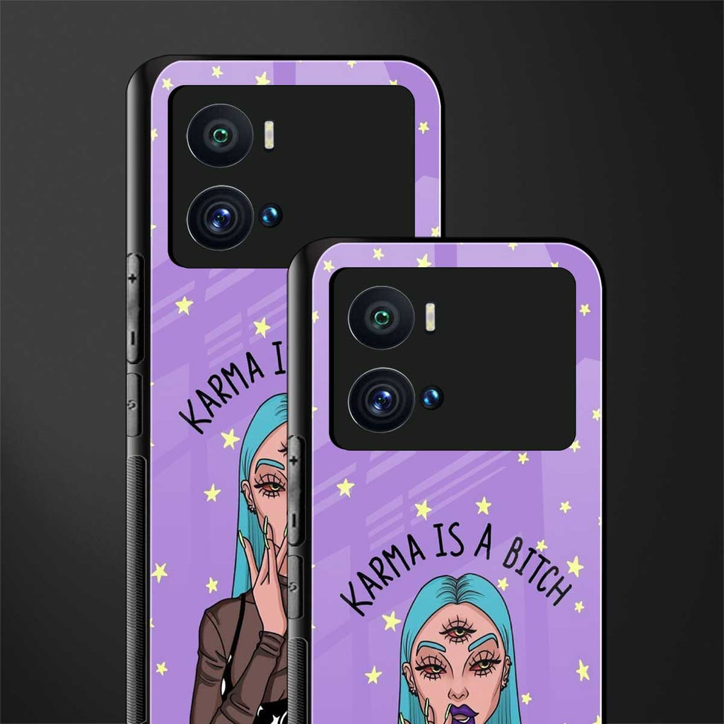 karma is a bitch back phone cover | glass case for iQOO 9 Pro