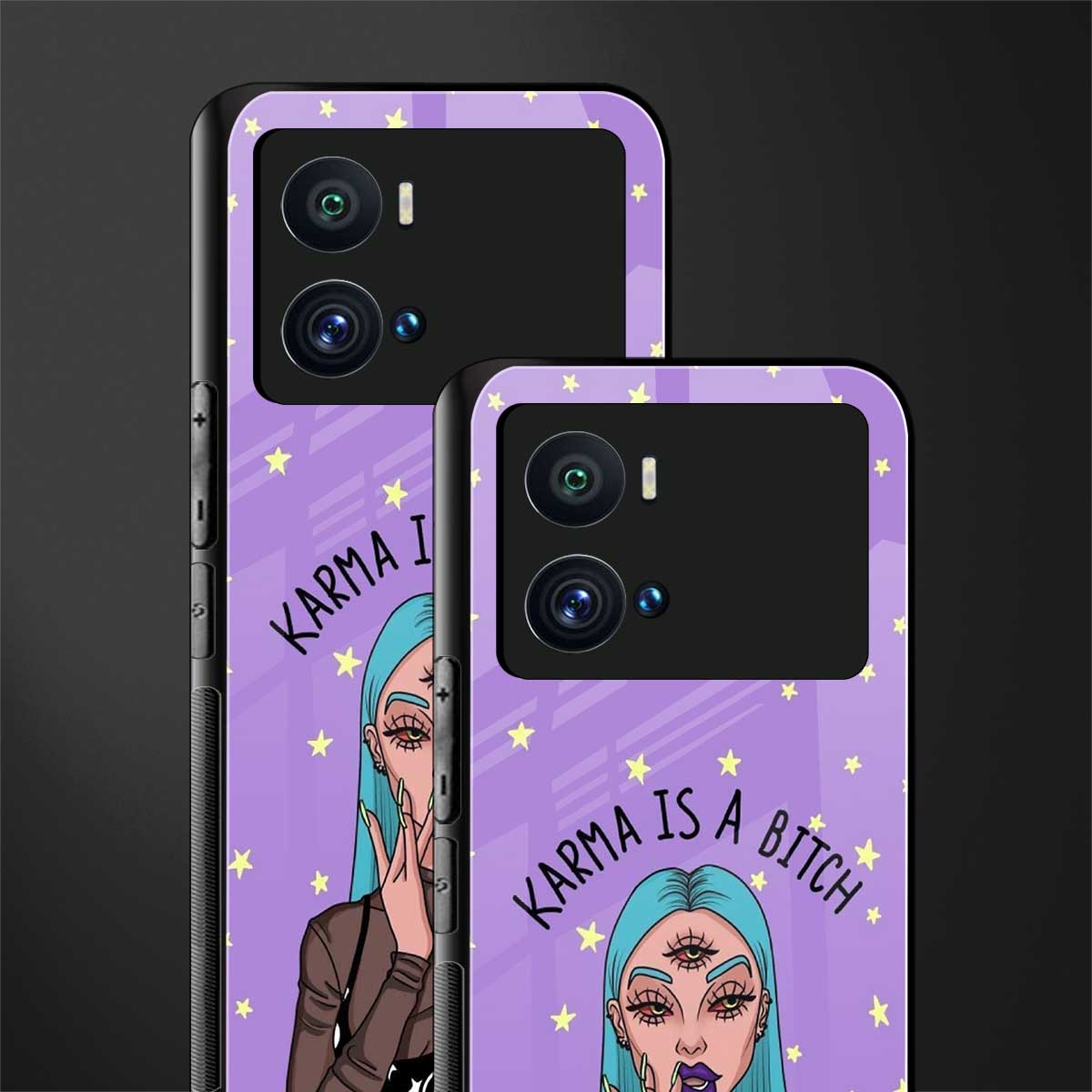 karma is a bitch back phone cover | glass case for iQOO 9 Pro