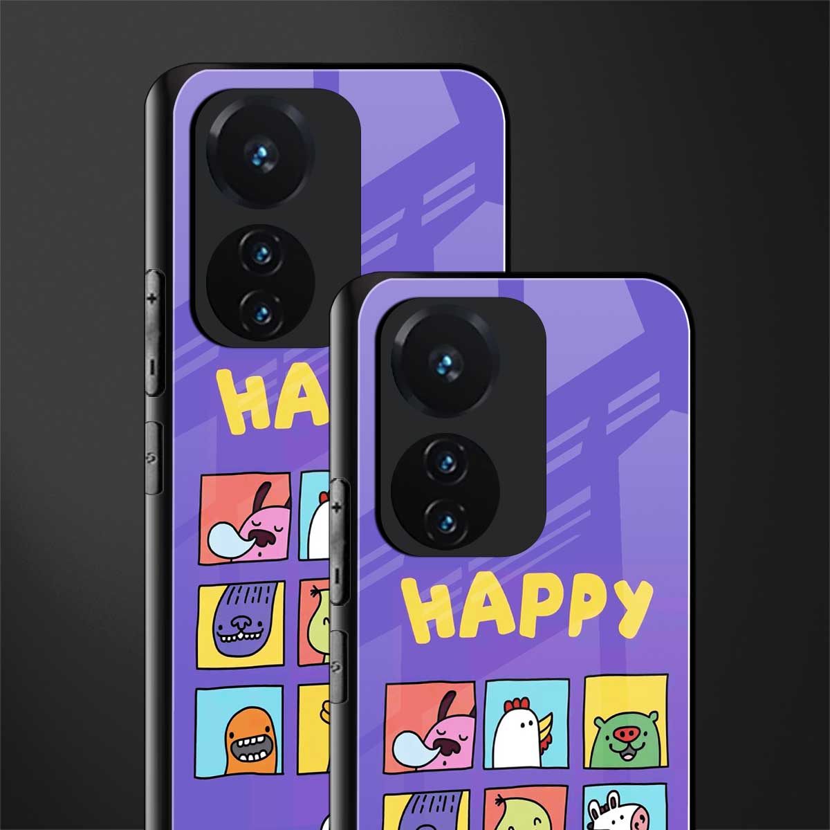 kawaii edition back phone cover | glass case for vivo t1 44w 4g