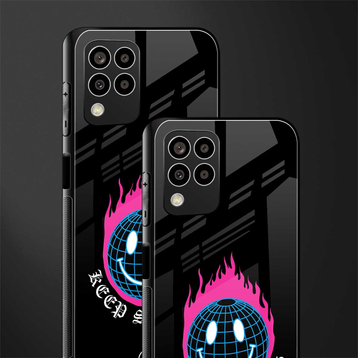 keep smiling back phone cover | glass case for samsung galaxy m33 5g