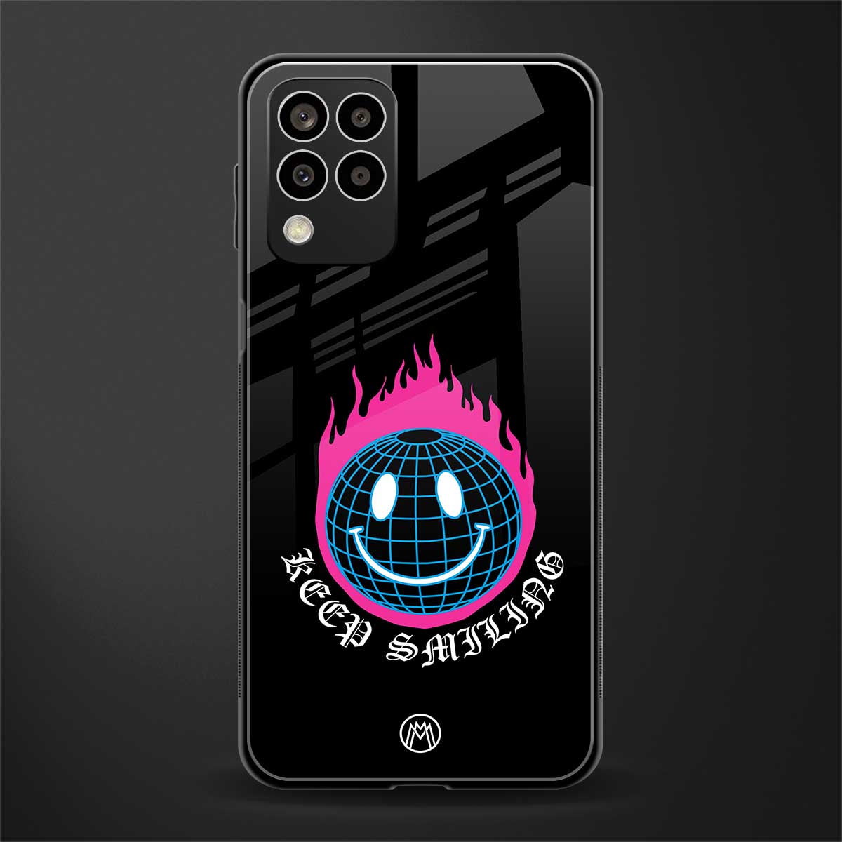 keep smiling back phone cover | glass case for samsung galaxy m33 5g