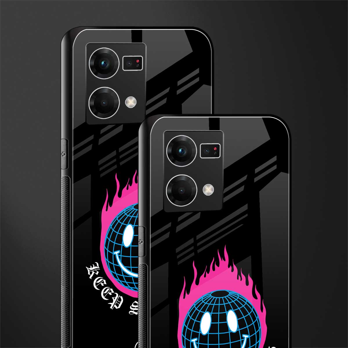 keep smiling back phone cover | glass case for oppo f21 pro 4g
