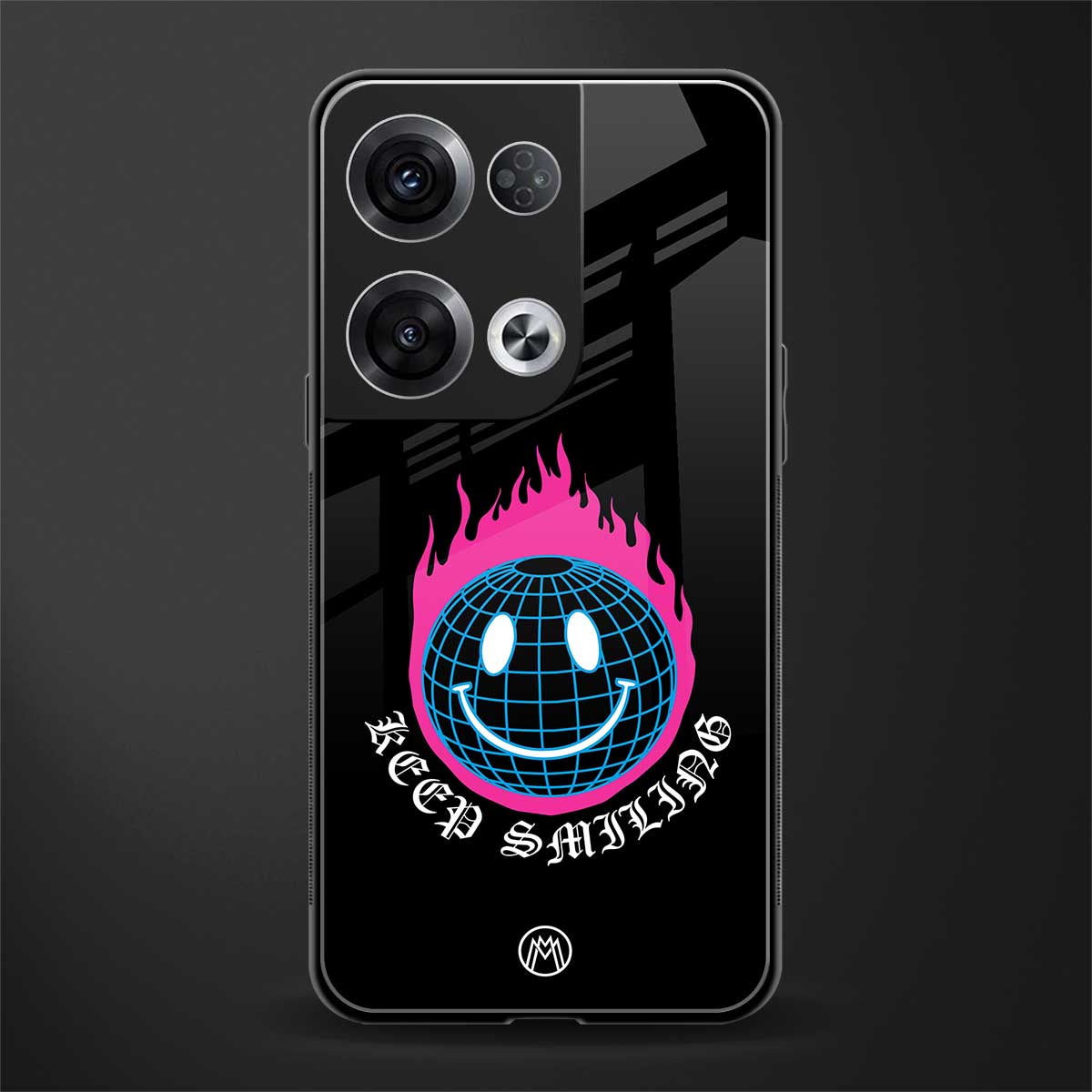 keep smiling back phone cover | glass case for oppo reno 8