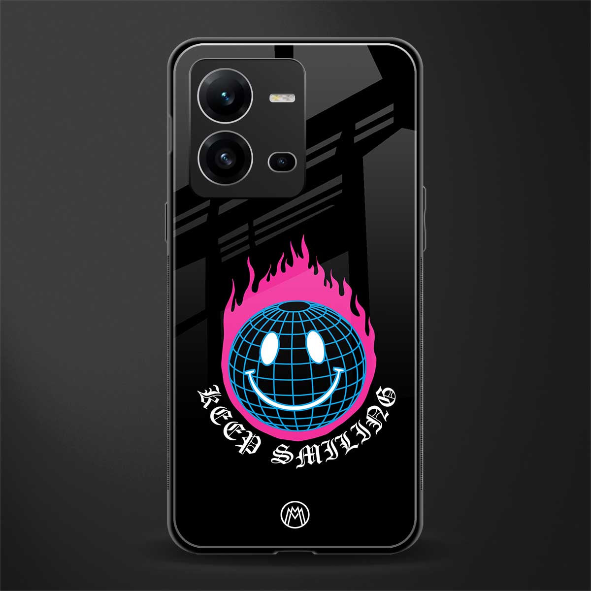 keep smiling back phone cover | glass case for vivo v25-5g