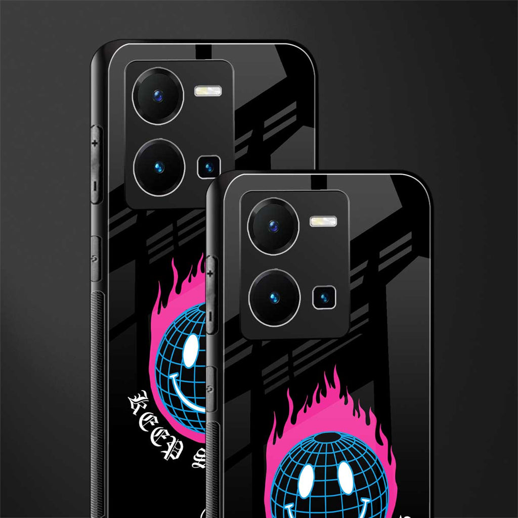 keep smiling back phone cover | glass case for vivo y35 4g