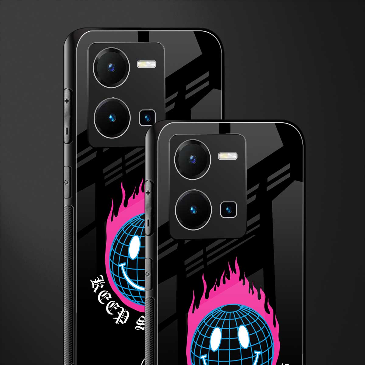 keep smiling back phone cover | glass case for vivo y35 4g