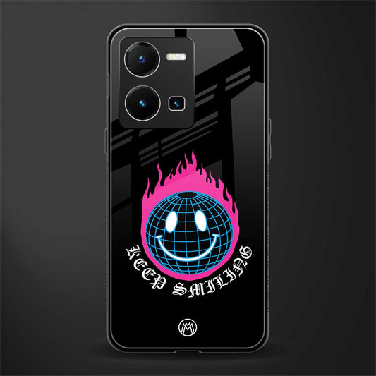 keep smiling back phone cover | glass case for vivo y35 4g