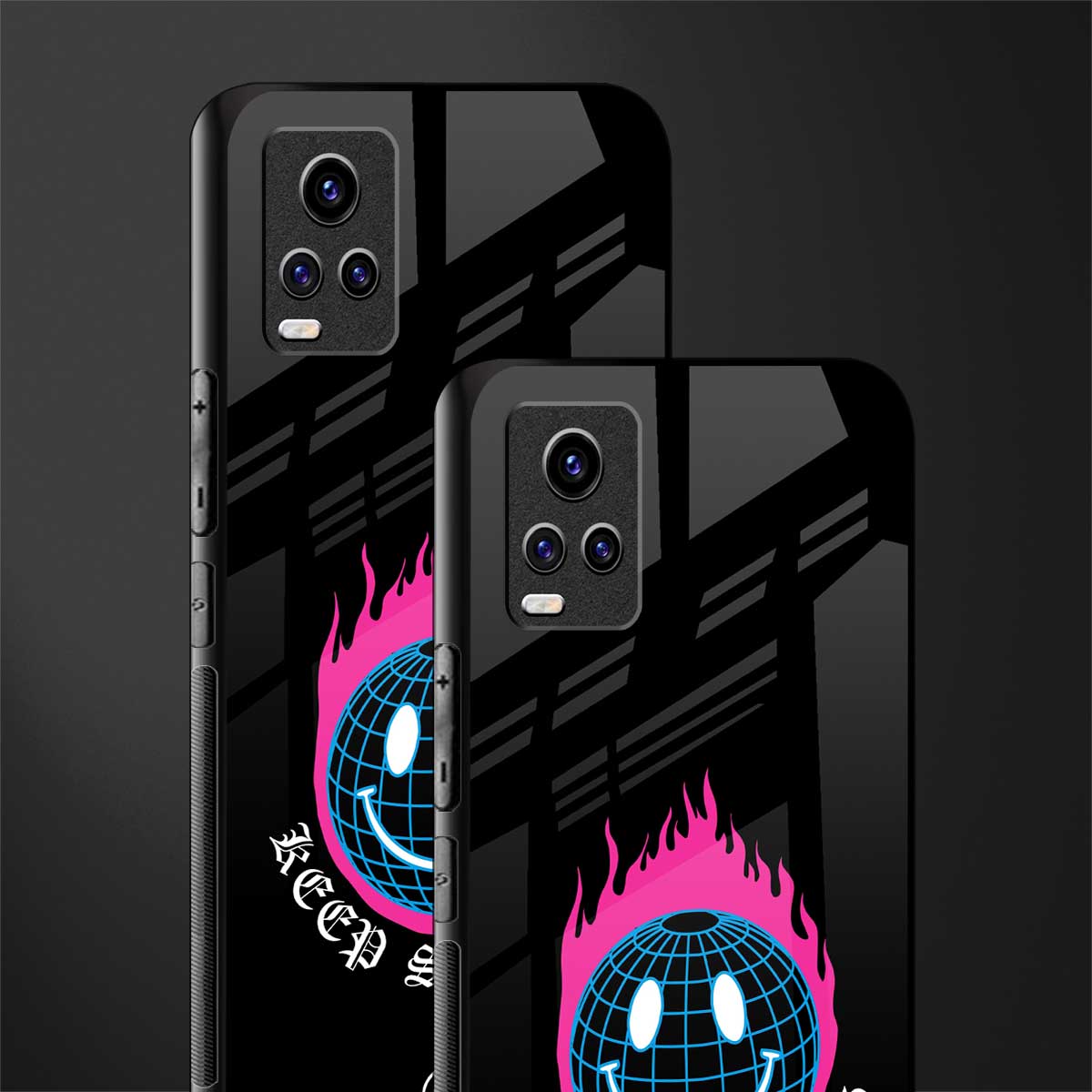 keep smiling back phone cover | glass case for vivo v21e 4g
